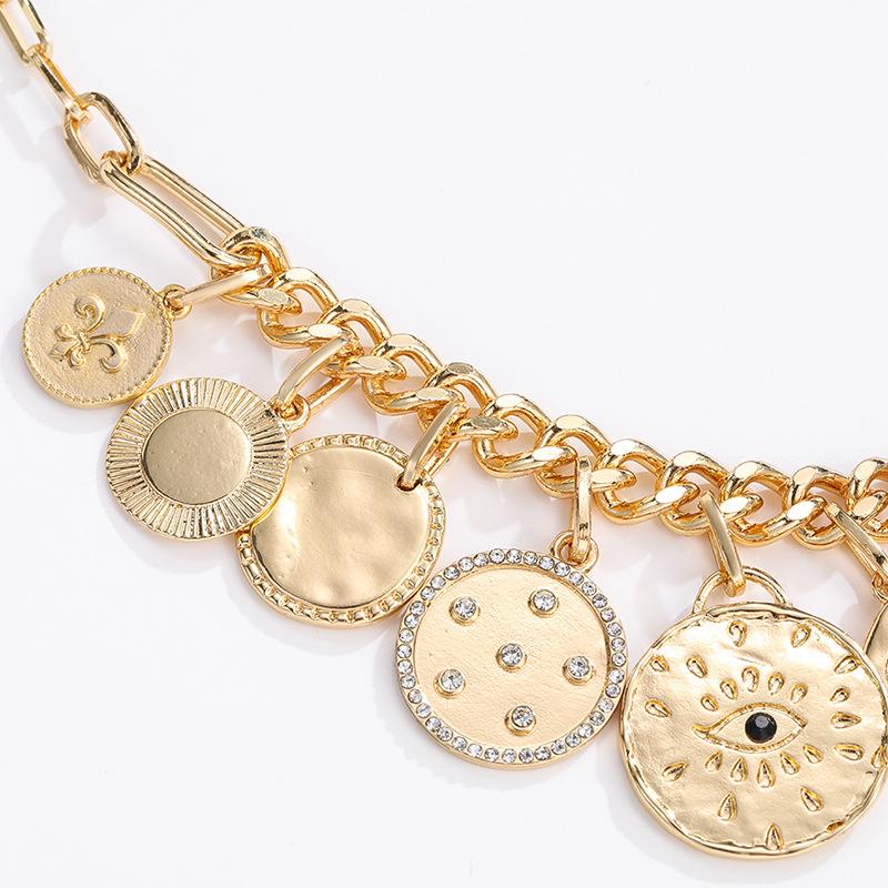 BLINGBAY Women's Pendant Necklace New Exquisite Mysticism Coins Diamond Relief Small Pendant Bib Vintage Necklace Modern Jewelry Gift