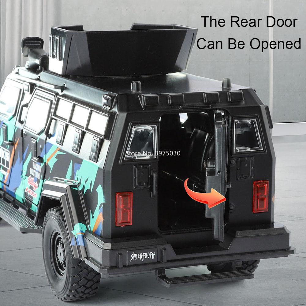 1:24 Alloy Sabertooth Model Police Cars Diecast Toy Wheels Turned Miniature Vehicle Wheel Pull Back Car For Child Festival Gifts