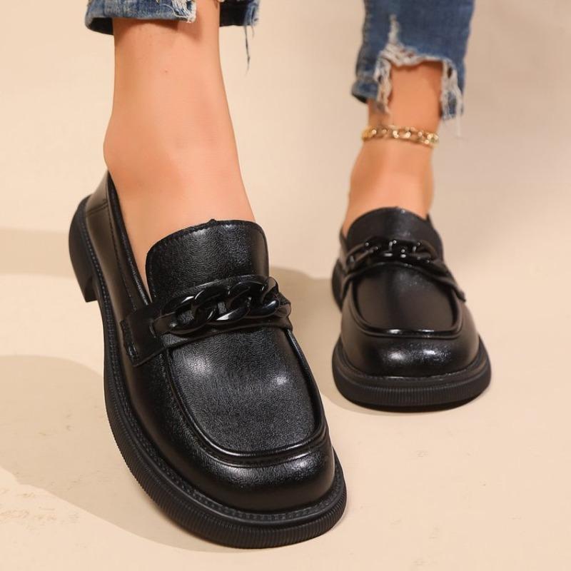 

Fashion Butterfly Buckle Pu Leather Loafers Women British Style Black Low Heels Work Shoes Ladies 2025 Spring Slip On Casual 35