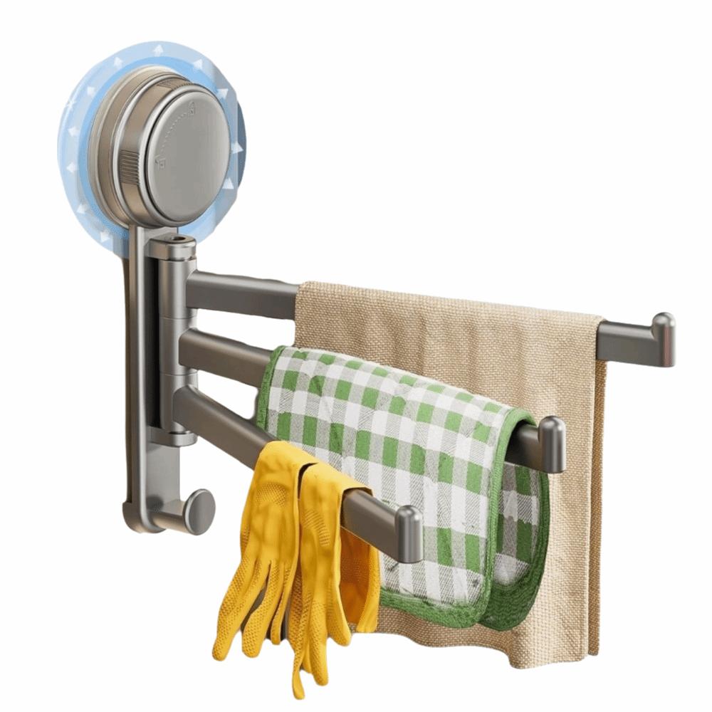 3-Bar Towel Rack No Need To Drill Bath Towel Rack Quality Rotating Towel Hanger  Kitchen