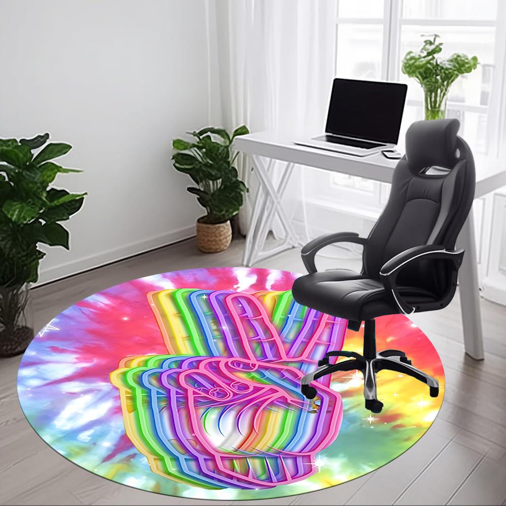 1pc Rainbow Hand Chair Carpet for Office, Indoor Non Slip Washable Polyester Fiber Carpet,