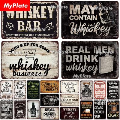 Riktig Man Whiskey Bar Varumärke Poster Vintage Plåtskylt Öl Metallskylt Plakett för Pub Bar Dekoration Man Cave Klubb Väggdekoration