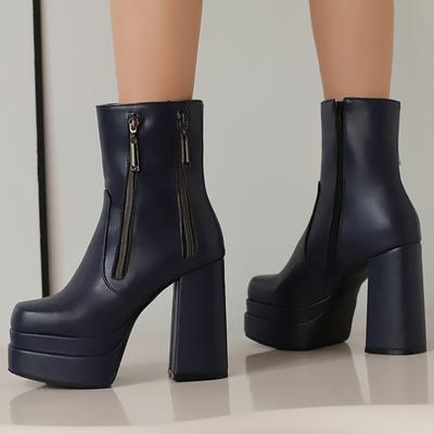 Botines de Plataforma para Mujer a la Moda Amarillo Rojo Negro Blanco Bota Corta Moda Cremallera Baile Fetiche Zapatos de Fiesta Señora Talla Grande 45 50