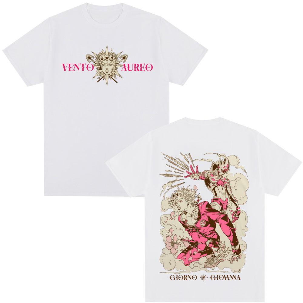T-shirt Anime Jojo's Bizarre Adventure Giorno Giovanna Magliette Grafiche Manga Uomo Donna Abbigliamento Cotone Casual Magliette Oversize