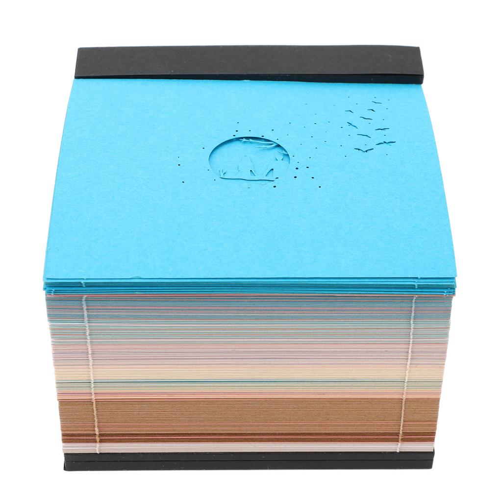 3D Memo Pad with Light Cute Sakura Tree House Decor 3D Paper Carving Art Notepad for Office Home Reading Room