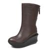 Thick Leather Women's Boots Mid Calf Boots