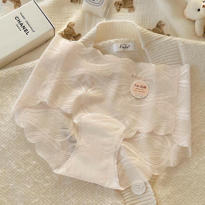 Lace Women's Panties: Mid-Waist, Antibacterial Cotton Briefs with Extended Crotch for Summer