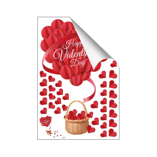 Valentine's Day Window Clings Decoration Red Pink Heart Stickers Reusable Static Decals for Home