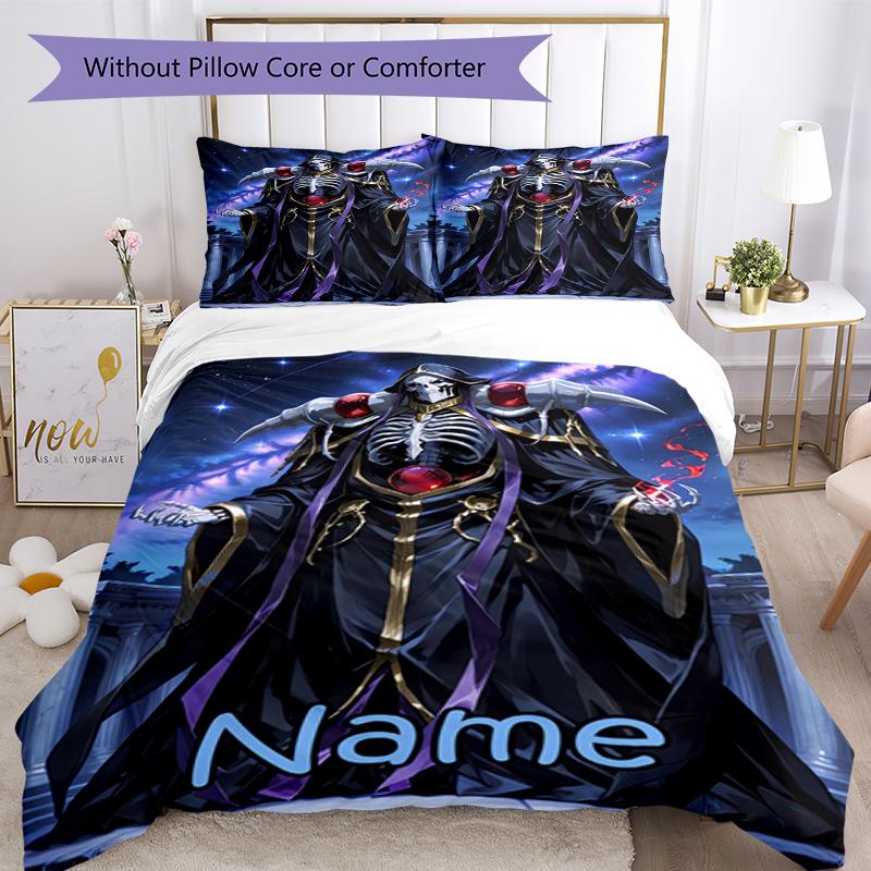 Set Biancheria da Letto Overlord Personalizzato con Nome 3 Pezzi Copripiumino Chiusura Include 1 Copripiumino e 2 Federe, Morbido e Confortevole per Tutte le Stagioni.