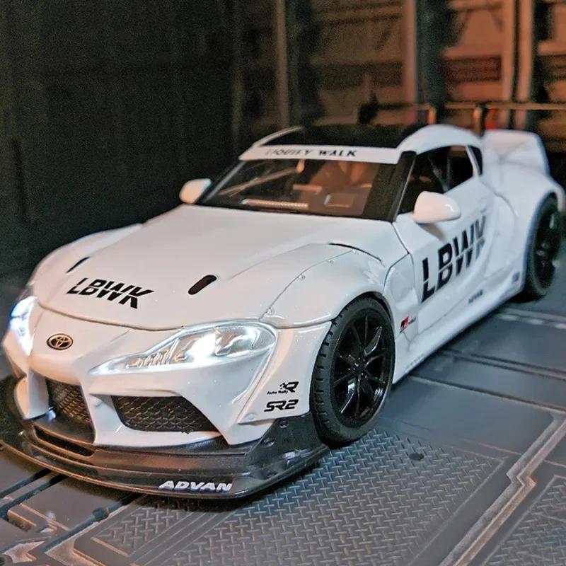 FAJC5 1:22 Toyota SUPRA Alloy Racing Car Model Diecasts & Toy Metal Vehicles Car Model High Simulation Sound and Light Kids Gifts
