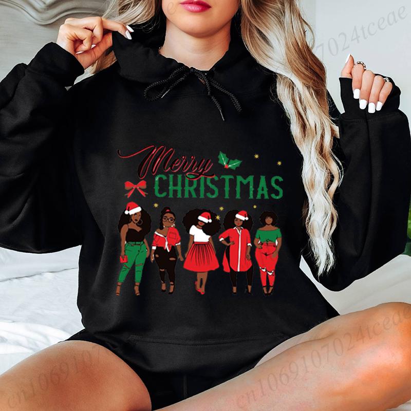

Santa Black Girl Christmas Women s Hoodies Harajuku Streetwear Merry Christmas Sweatshirt Autumn Winter Casual Outerwear XL
