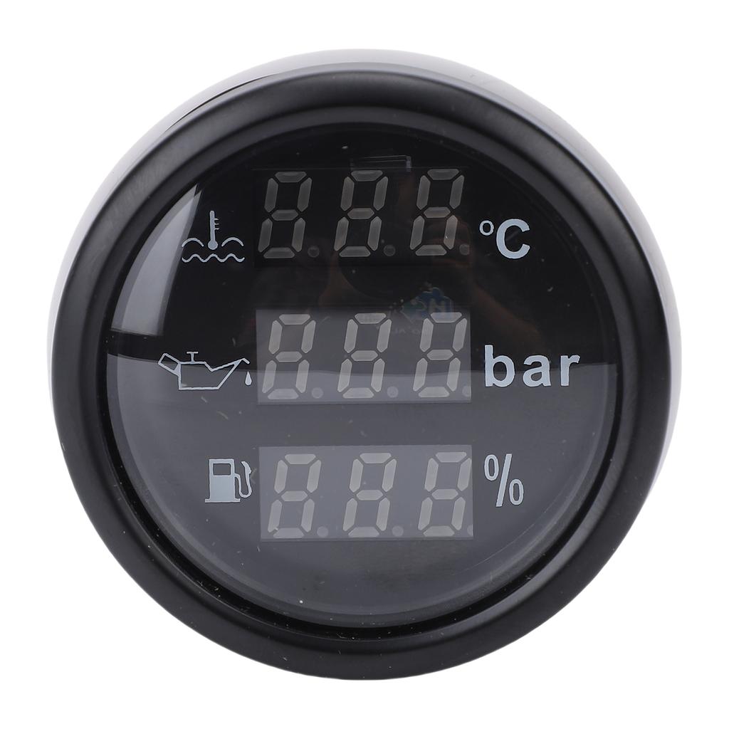 Fuel Level Oil Pressure Water Temp Meter 52mm 3 in 1 Backlight Digital Boat Marine Meter for RVs Trucks Cars