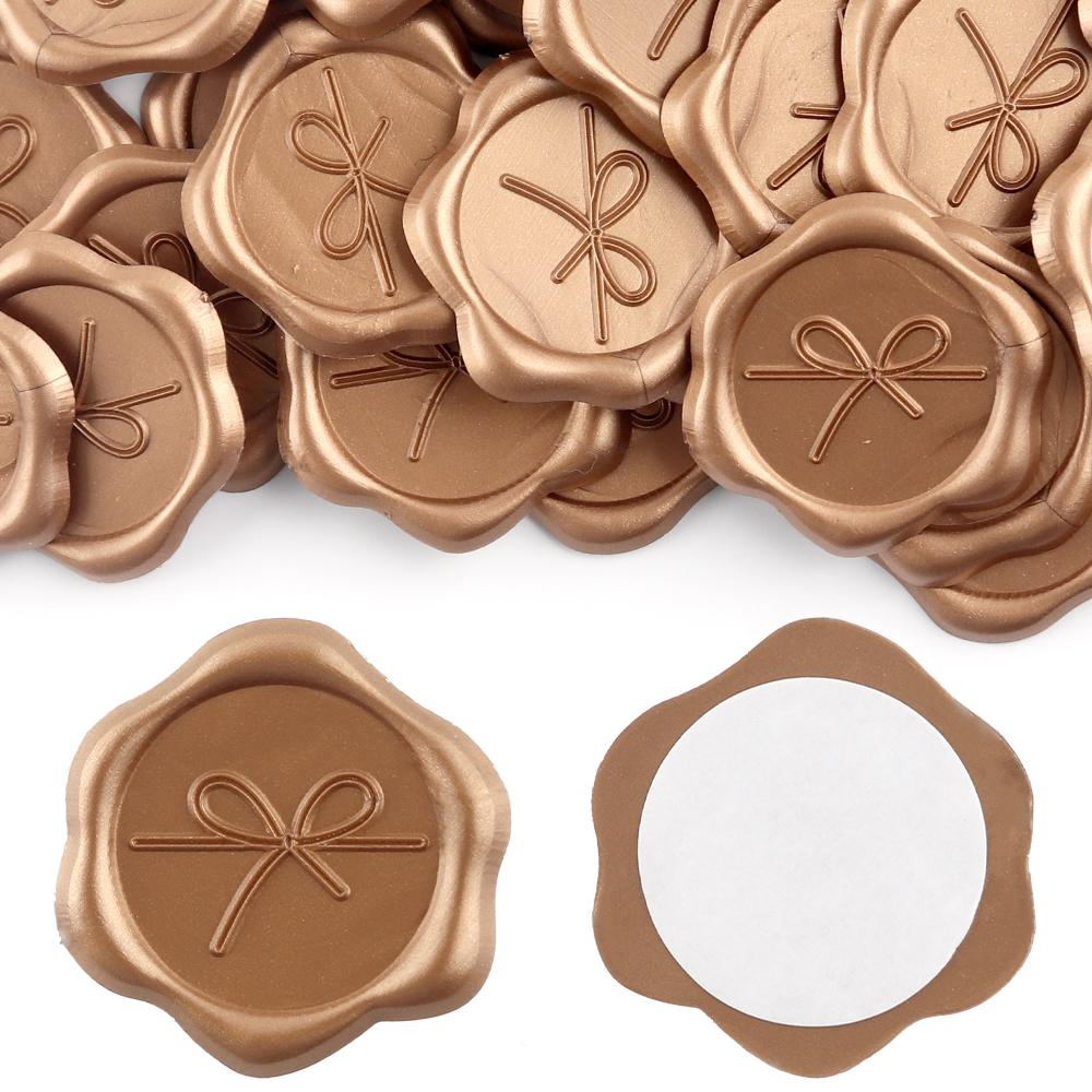 30 st Vaxsigillklistermärken (6 grundläggande stil) Fjäder, Rosett, Krans, Hjärta Självhäftande Kuvertförslutningsstickers för Bröllopsinbjudan