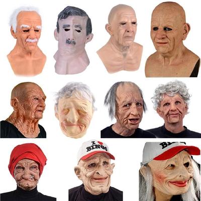 Halloween Old Man Latex Mask Smokingh Grandmothe Home Festival Party