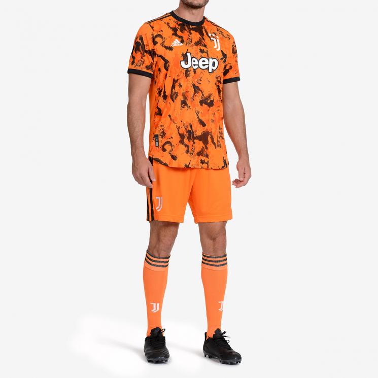 Adidas AU Juventus 20/21 Season Second Away Sports Patchwork Print Short Sleeve T-Shirt Men Tops Orange GE4854
