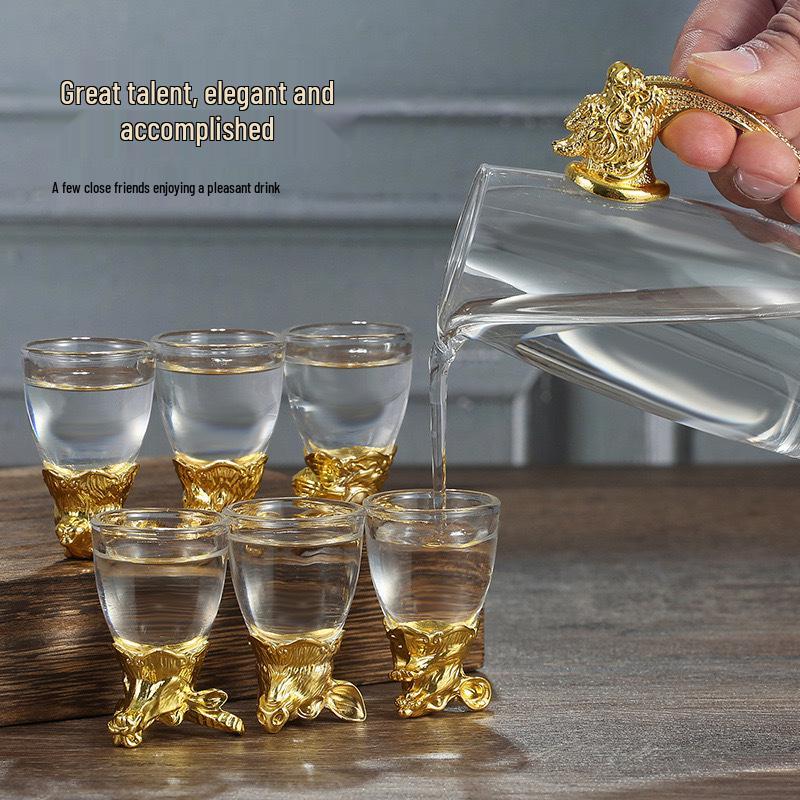 Chinese Zodiac Baijiu Cup Set: Elegant Small Wine Goblets with Gift Box – Ideal for Gifting or Promotional Presents.