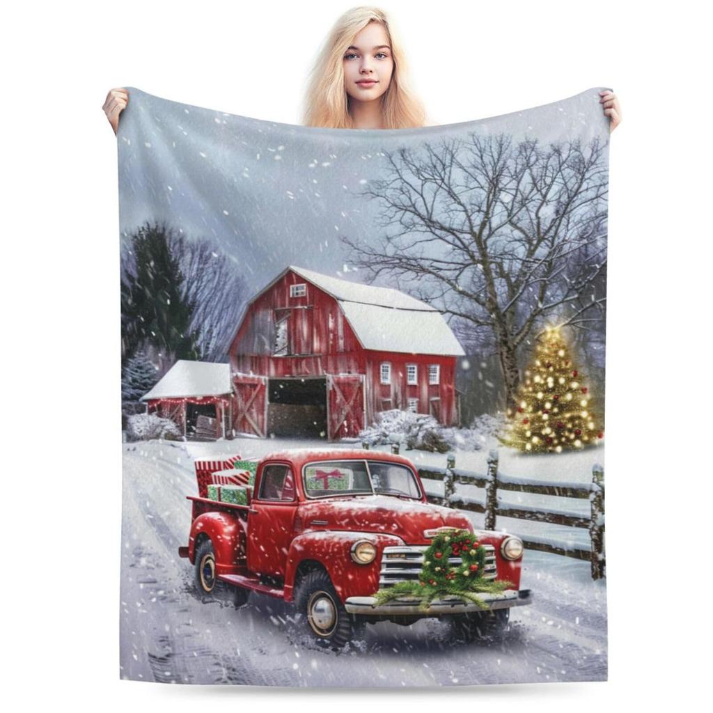 Winter Snow Truck Christmas Blanket Blanket Decoration Soft Comfortable Flannel Blanket Sofa Bed Decoration Blanket
