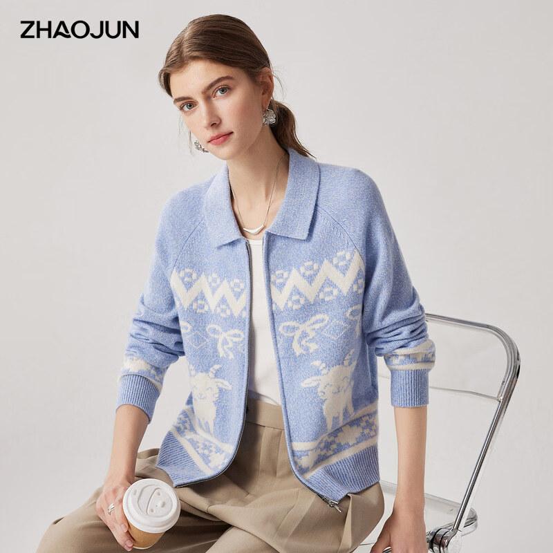 Zhaojun Women's 100% Cashmere Lapel Cardigan