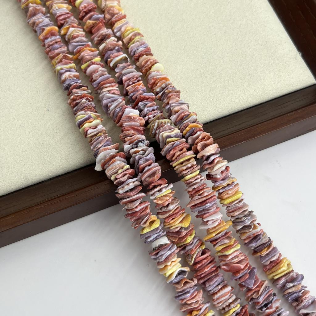 Colorful natural shell beads, boho handmade potato-chip-shaped beads for DIY Necklace Bracelet Jewelry Making, Unique Beach Leisure Craft, Unisex Gift