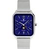 Salvatore Marra Men's Square Moon Phase Watch with Multi-Calendar, Stainless Steel Mesh Strap, Limited Edition Silver and Blue, SM24112-SSBLM
