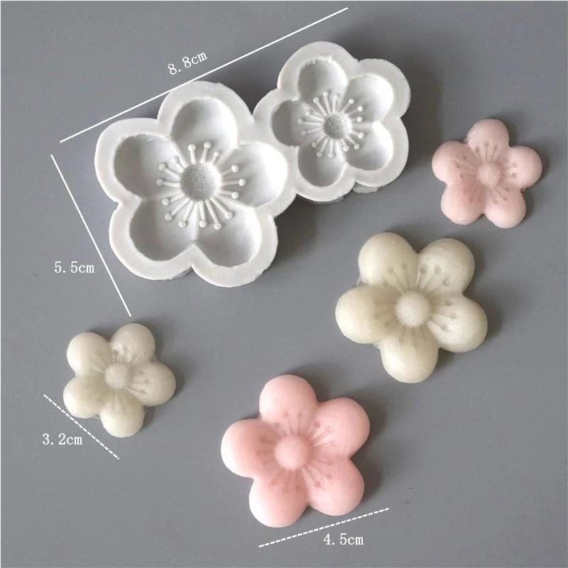 Sakura Baking Tray Flowers Shaped Plum Blossom Fondant Clay Silicone Mold for Mousse Chotolate Dessert Soap Cake Decorating Tool