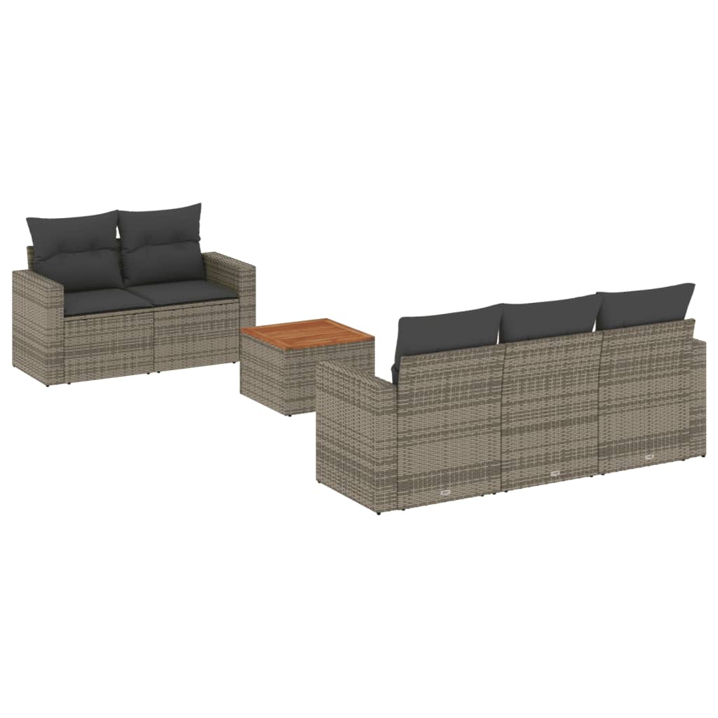 Vidaxl 6-Cz. Garden Furniture Set With Cushions, Grey, Poly Rattan