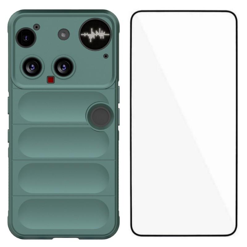 For Nothing Phone (3) 5G TPU Case WANLONFENG HD Series Anti Slip Phone Cover with Tempered Glass