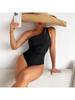 Solid Color One Shoulder Sexy High Waist One Piece Bikini Swimsuit Women Fashion Beach Vacation Elegant Wear