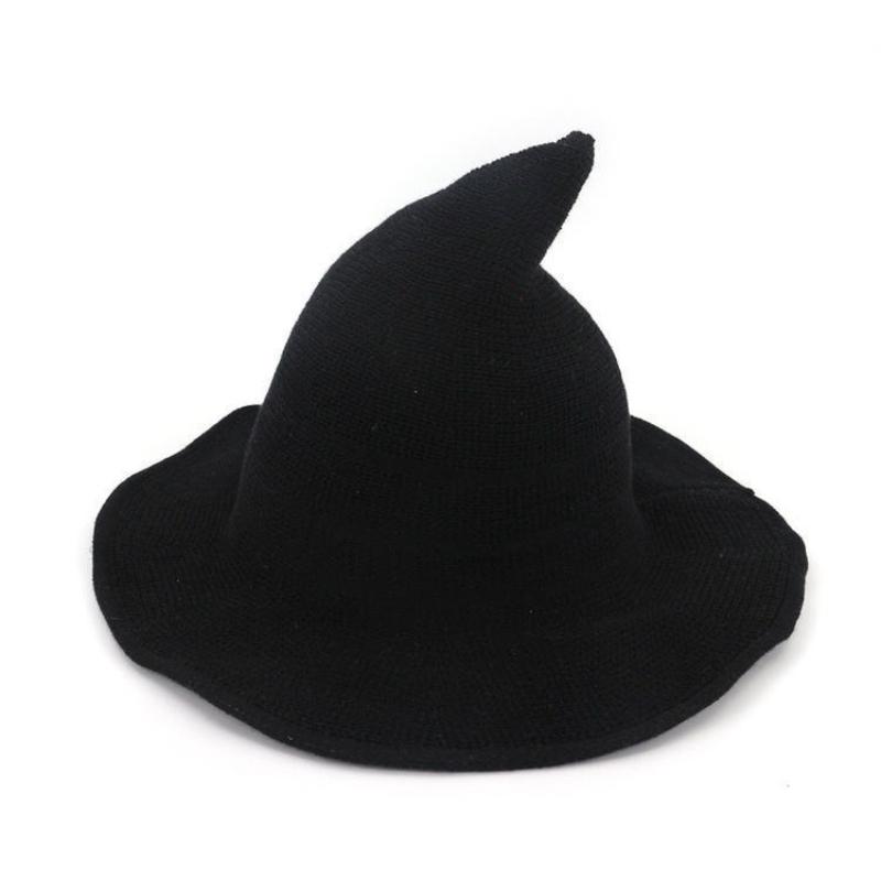 Cappello da Mago di Halloween Vestito Convenzionale Cappello da Mago Pieghevole a Punta Lavorato a Maglia Cappello da Strega Mago