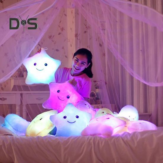 Twinkle Star Pillow Stuffed Star LED Light Up Cushion Glowing Star Throw Pillow Night Light Kids Sensory Plush Toy for Children