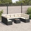 Set de Canapé de Jardin 9 Pièces avec Coussins en Rotin Synthétique Brun, Canapé de Jardin 2 Places avec Rangement et 3355216