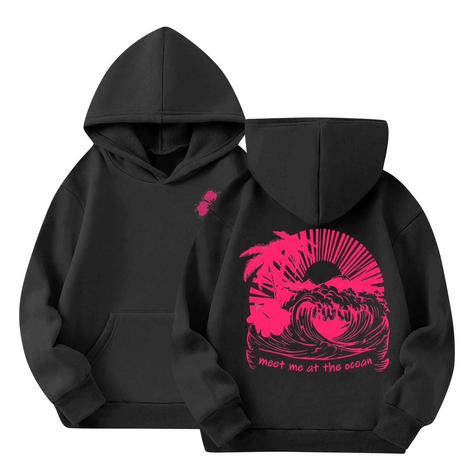 

Женская толстовка с капюшоном и градиентным принтом, с длинными рукавами, свободная женская толстовка, толстовка 160 чёрный