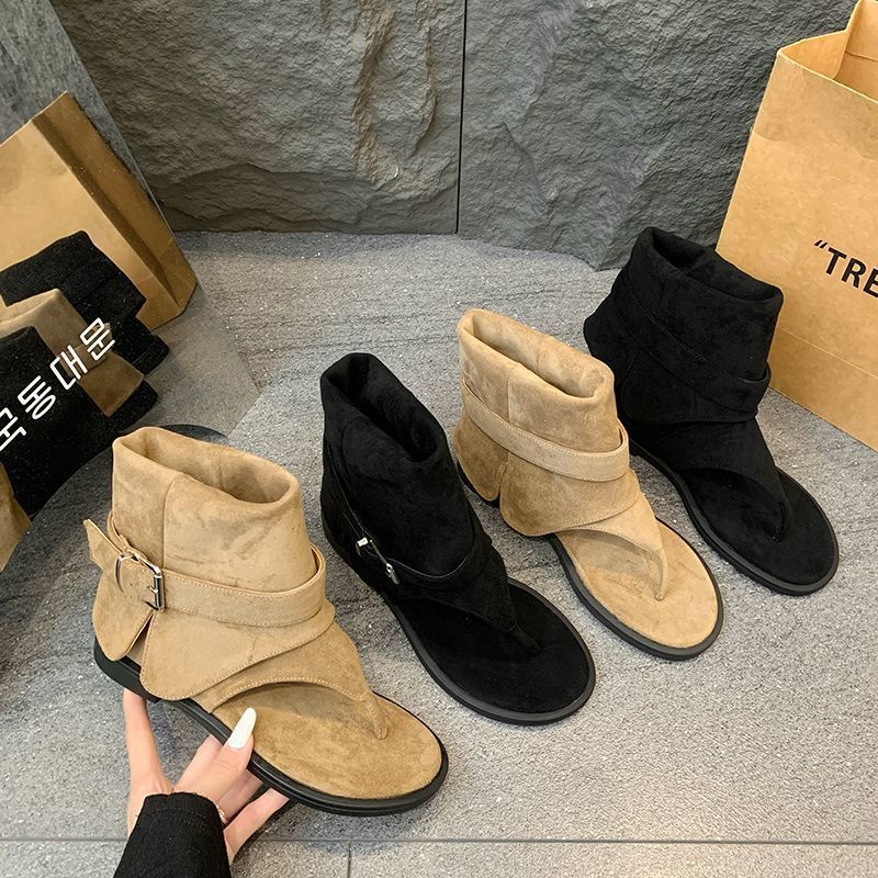 Fashion with skirt short boots women's boots summer new thick heel toe cool boots western boots summer sandals women