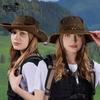 British retro mountaineering cowboy hat men's spring and summer outdoor sunscreen sun hat children washed old big-brimmed bucket hat
