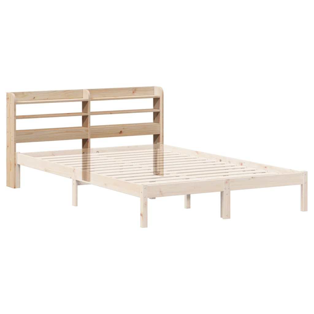 Headboard with Shelves 150 Cm Solid Pine Wood