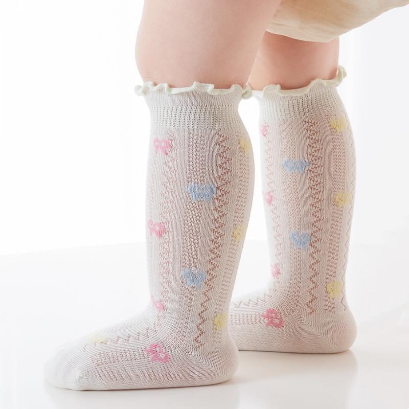 Summer Thin Baby Socks For Girls Cute Lightweight Breathable Mesh Mid-calf Sock 0-5Years Girls Ruffle Bow Princess Kids Socks