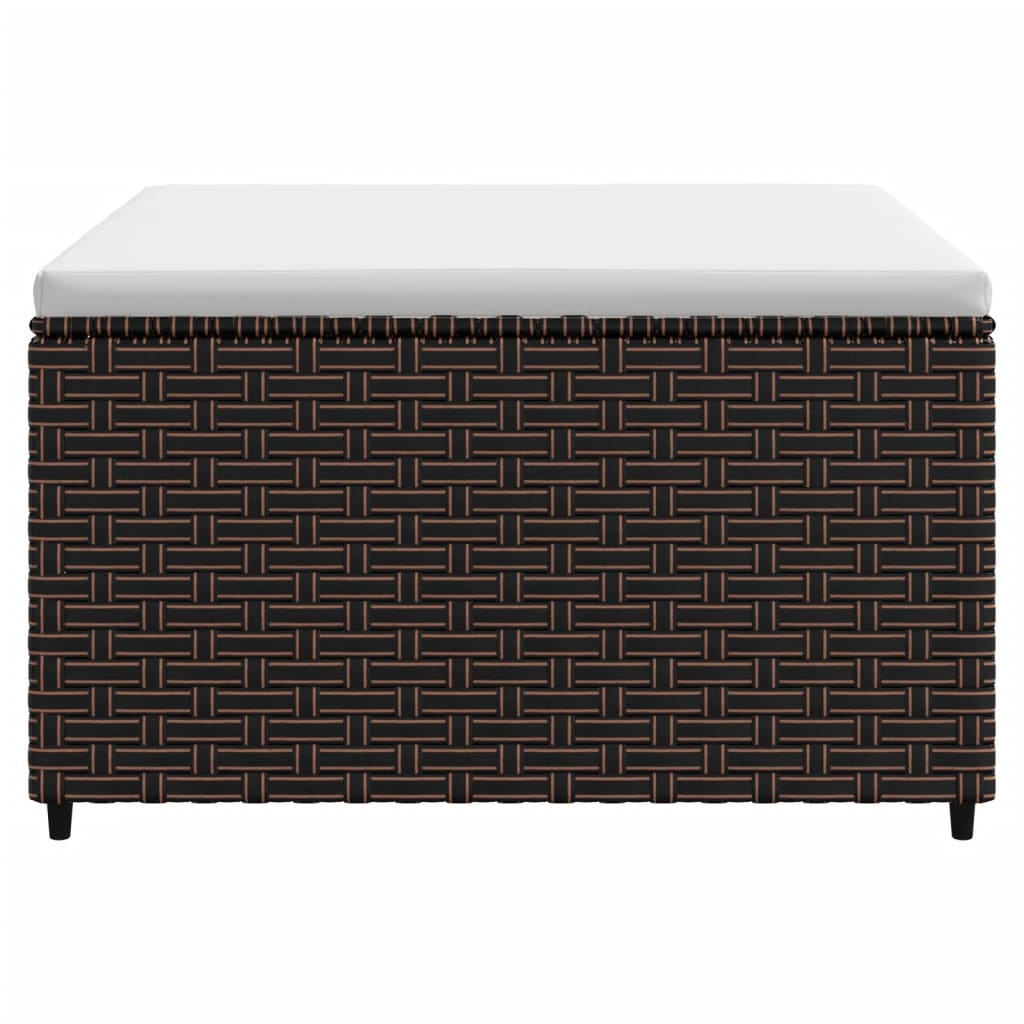 Garden Footstool with Cushions 2 pcs Brown Poly Rattan