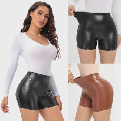 Chic European & American Style Women's PU Leather High-Waist Hot Shorts - Sexy, Casual, Nightclub Wear