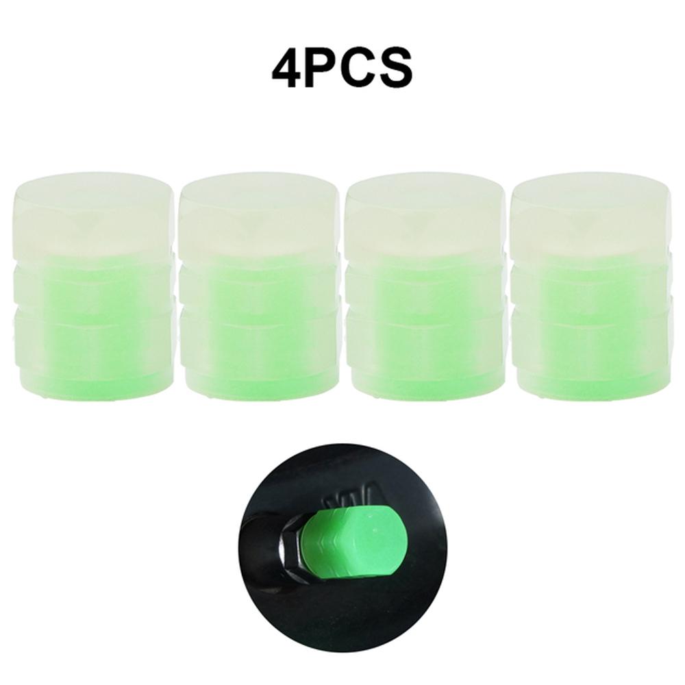 4Pcs Glowing in Dark Universal Fluorescent Car Wheel Tire Valve Cover Caps