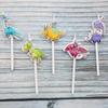 Cartoon Theme Birthday Cake Candles, Cute Sucking Card 5-pack Dinosaur Shape Baking Decoration Candles