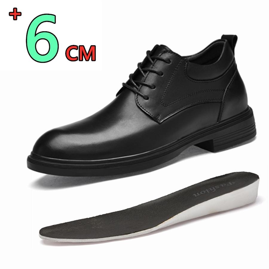 Men Big Size 6CM Height Increase Oxfords Genuine Leather Formal Business Elevator Shoes Large Width Comfortable Wedding Shoes