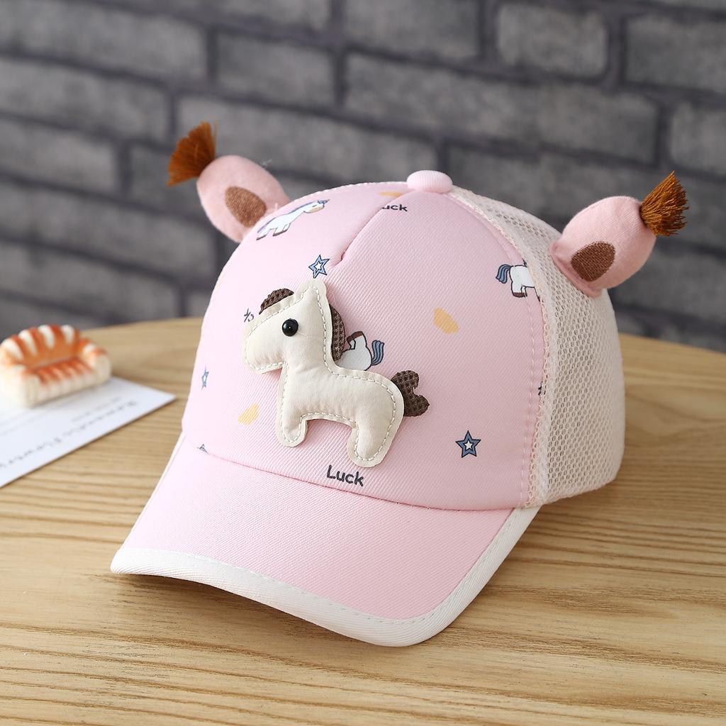 Children's Pony Figurine Net Cap  Summer Girl's Mesh Baseball Cap  Boy's Outdoor Sun Protection Fedora Hat