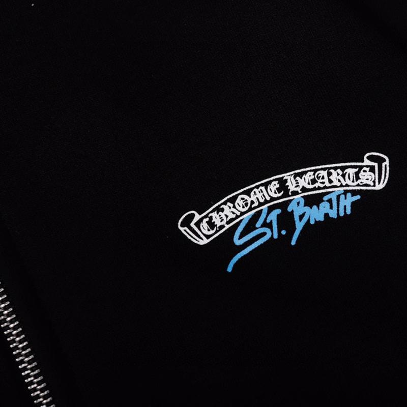 829 CHROME HEARTS Outono e Inverno 2026 Novo Tamanho Grande Estilo Clássico Logo Zíper Moletom com Capuz, Adequado para Casais Usarem