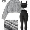 Women's Stretchy Yoga & Fitness Three-Piece Set - Spring/Autumn 2025 Edition