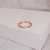 Korean Style Rose Gold Rhinestone Shell Tail Ring - Colorful Titanium Steel Finger Accessory for Women