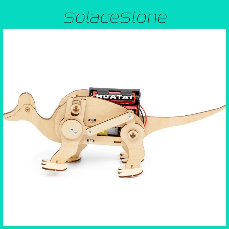 Kids Diy Mechanical Dinosaur Science Experiment Stem Education Assembly Model Kit Wooden Material