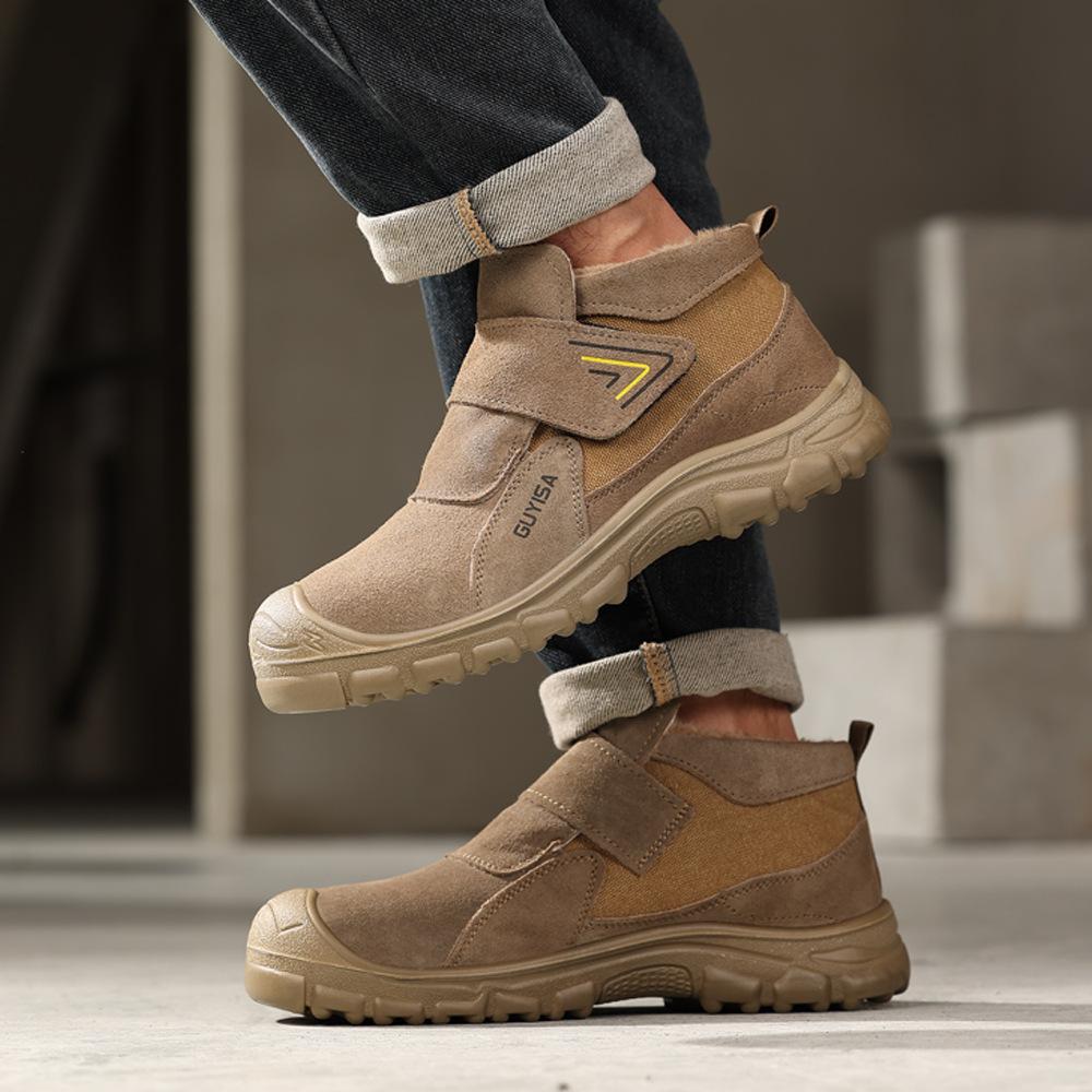 Men's Labor Insurance Shoes Are Anti-smashing and Anti-piercing In Winter, Safety Shoes, Suede Leather, Fireproof Flower Welder Shoes, Comfortable and
