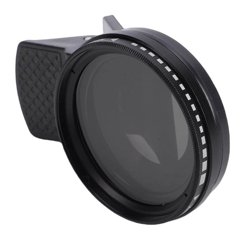 37mm Adjustable ND Filter ND2 400 Variable Neutral Density Lens Filter with Clamp for Smartphone Mount Reduces Light