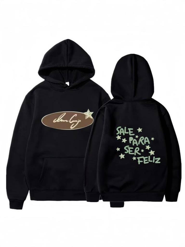 2025 American-Style Star Print Hooded Sweatshirt - Casual, Loose Fit for Autumn and Winter