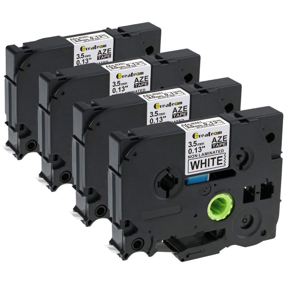 

Tape White Black Compatible with Brother Industries TZe Tape Tape Set of 4 Brother Tape Tepuya P-Touch 3.5mm TZe-N201 Non-laminate P-Touch PT-P300BT білий